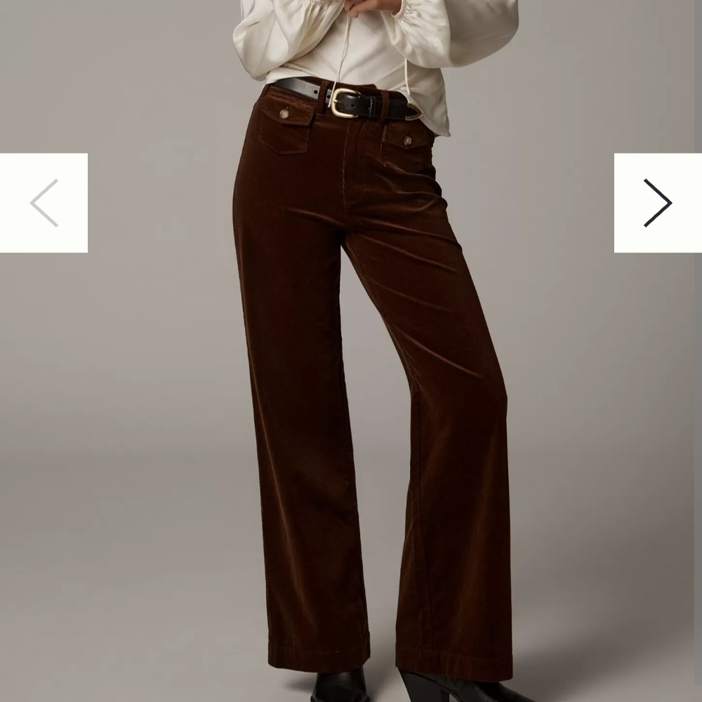 NWT PAIGE Anessa High-Rise Wide-Leg Patch-Pocket Jeans Chicory Coffee Size 31